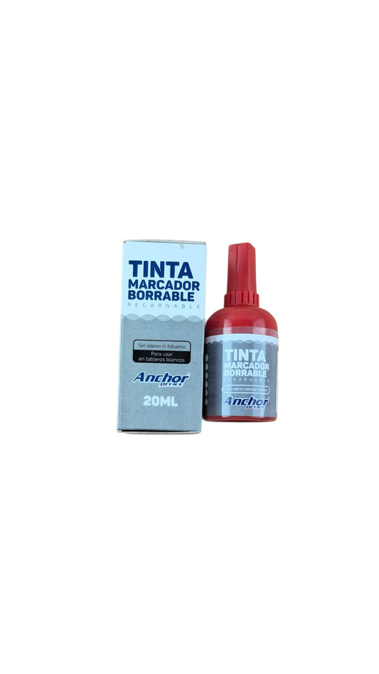 Tinta marcador borrable recargable rojo 20 ml