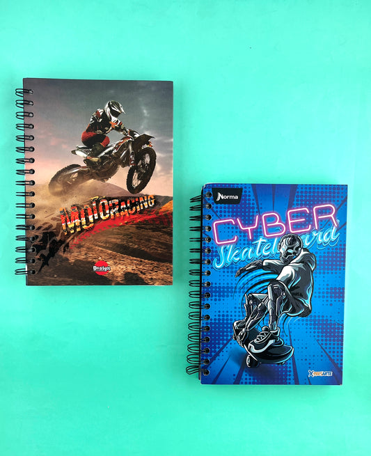 Cuaderno argollado pequeño cuadriculado pasta dura 5 materias Hombre