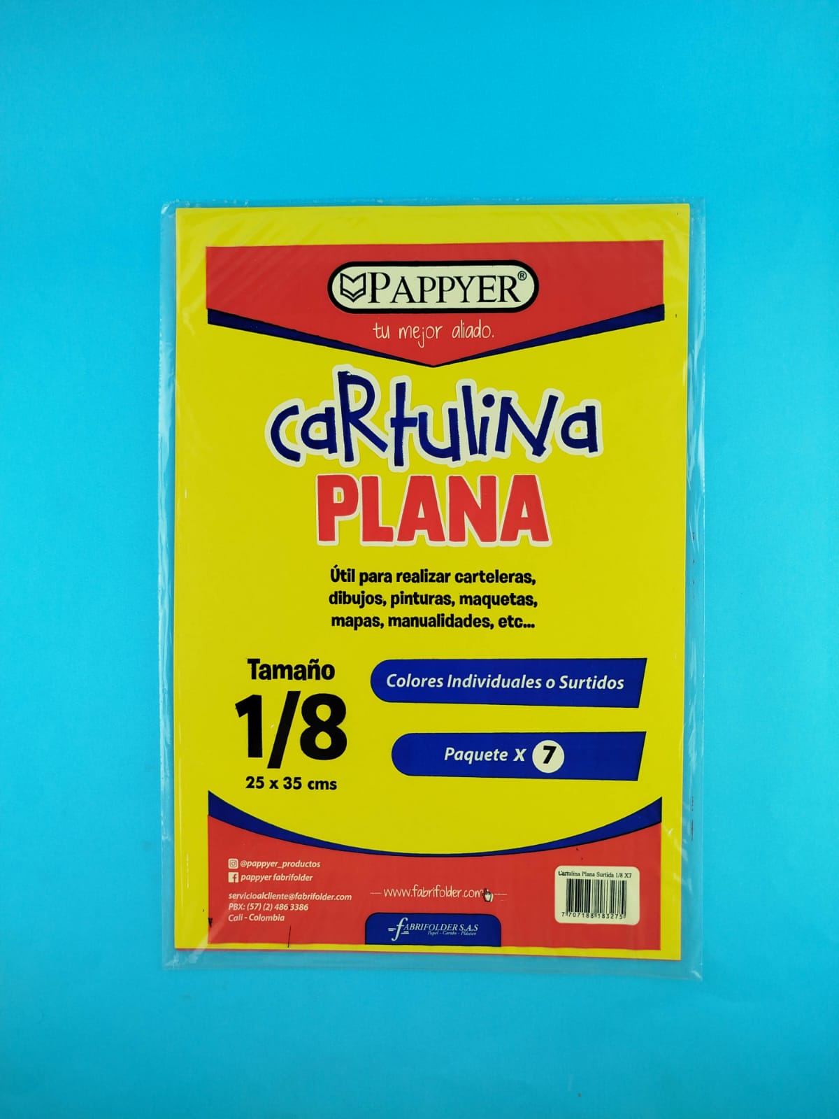 Cartulinas planas x7 1/8