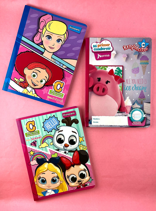 Mi primer cuaderno cosido 100 hojas C Rengloncitos Niña