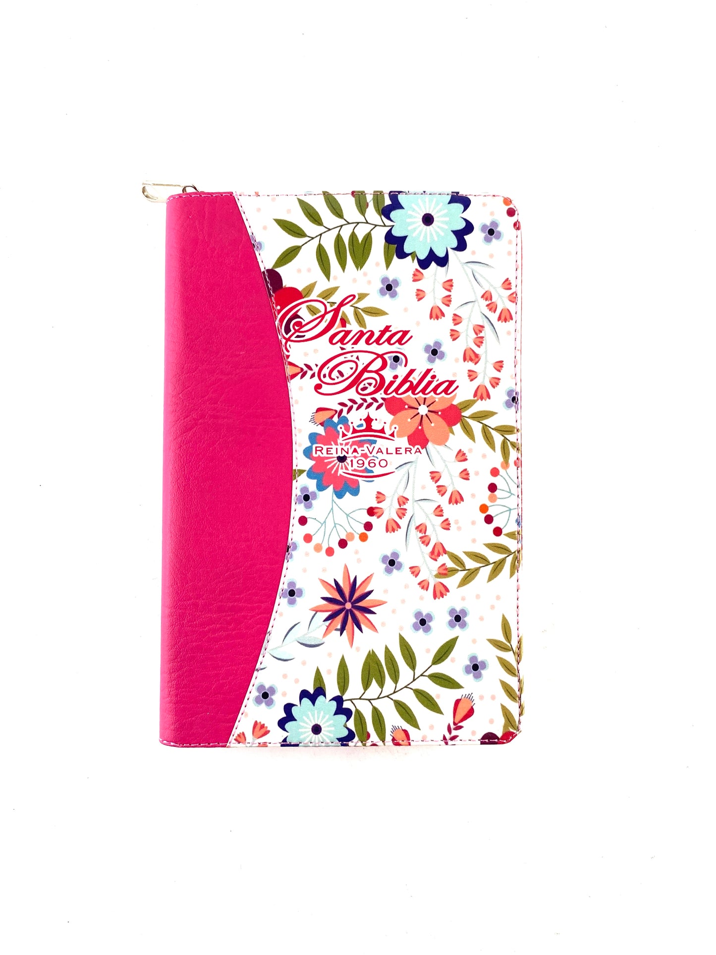 Biblia rvr 1960 letra grande estuche rosa-blanco