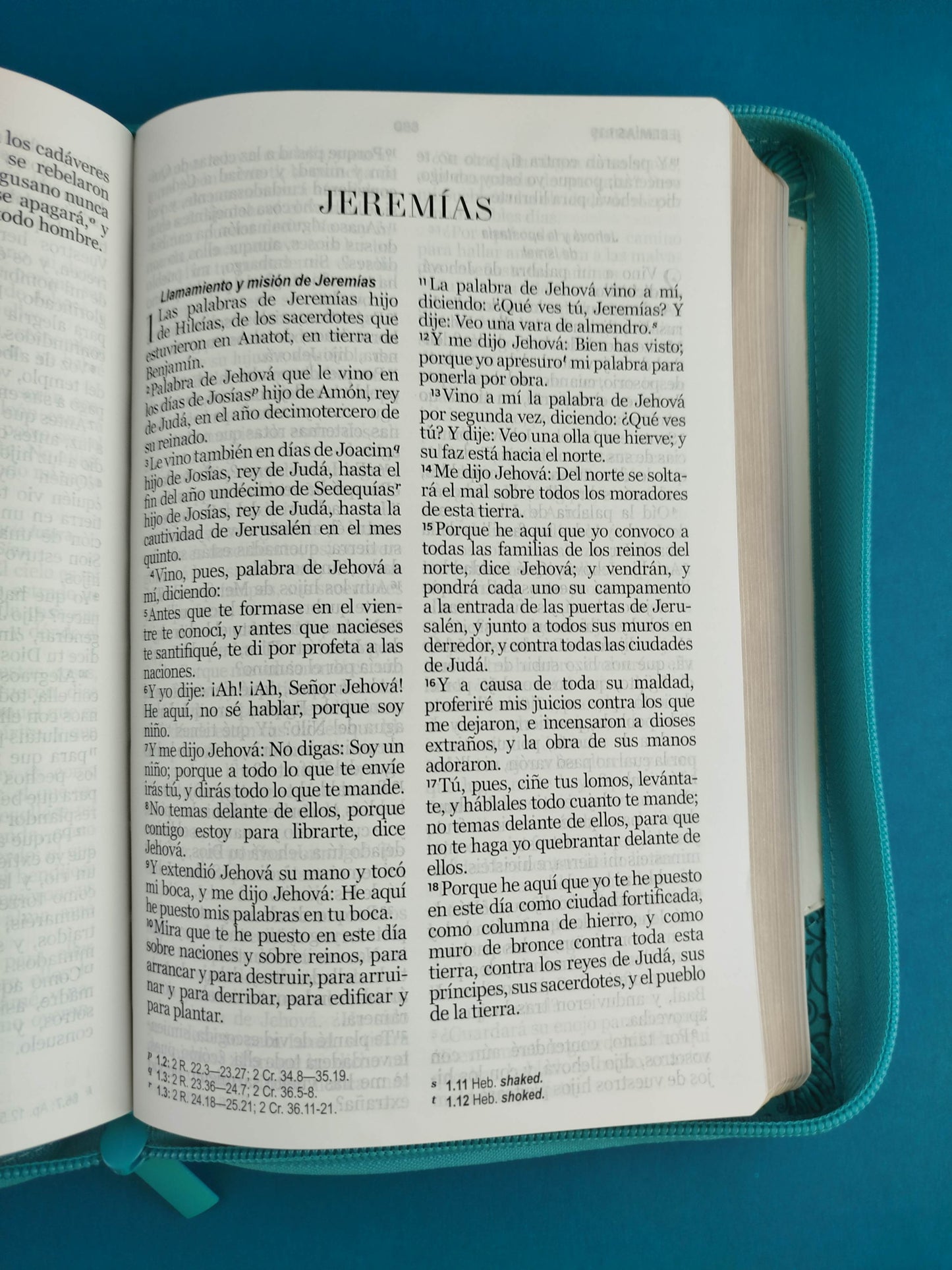Biblia rvr 1960 bitono turquesa-blanco letra grande con forro borde dorado
