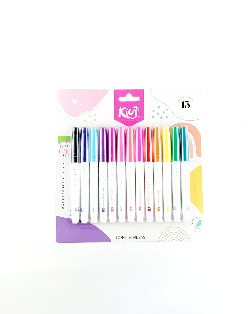 Marcador kiut permanente punta fina x 13