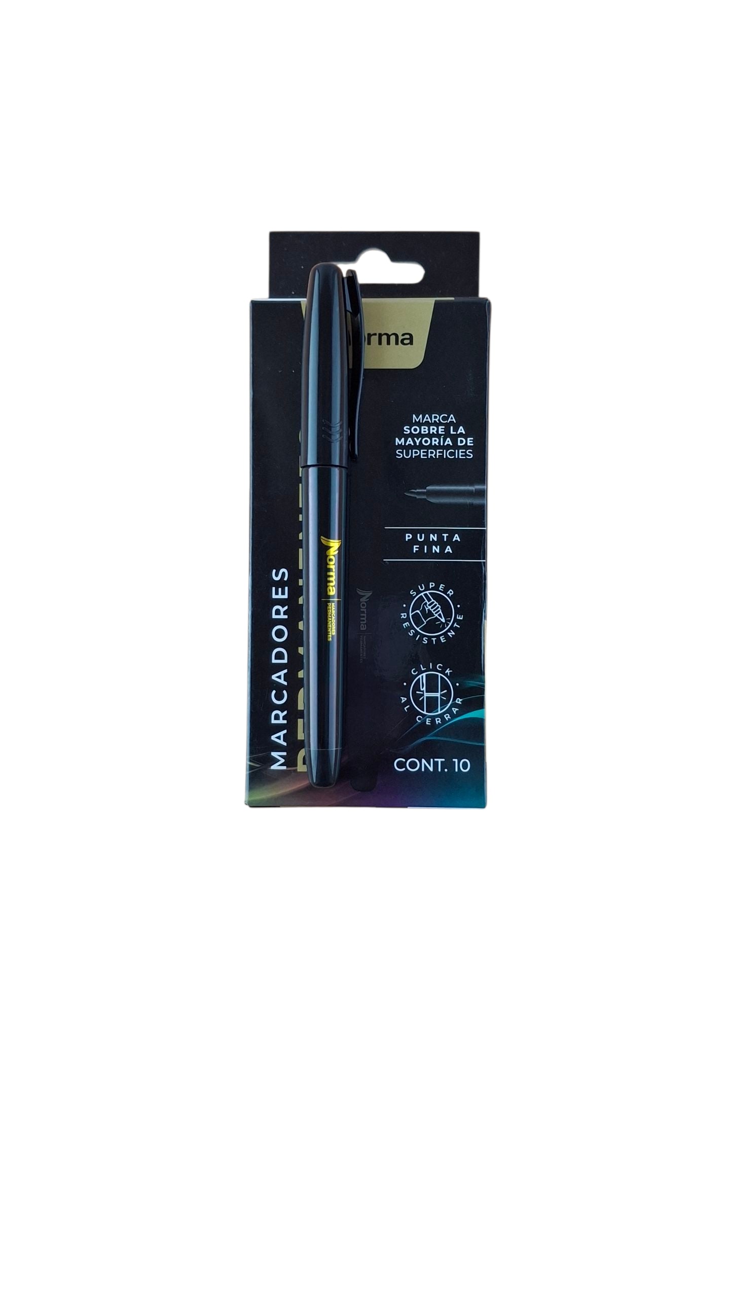 Marcador permanente premium punta fina norma x 10 negro