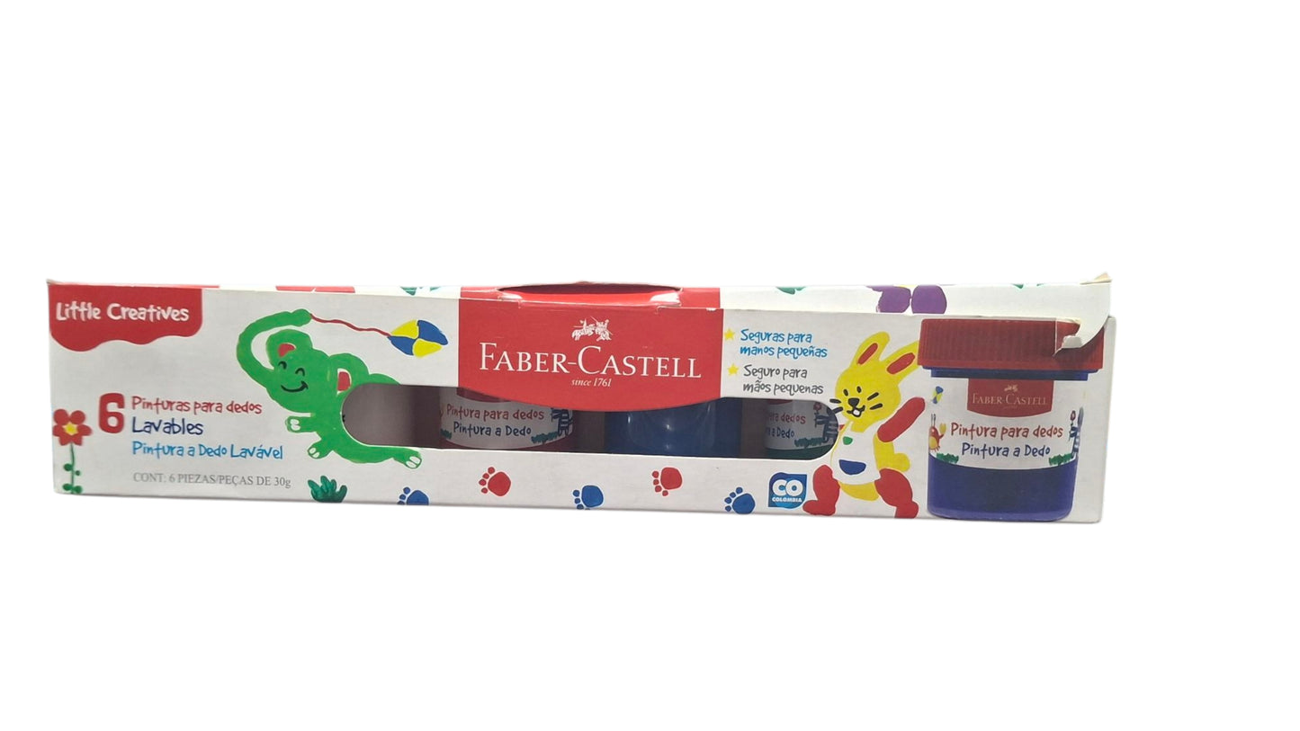 Pinturas para dedos lavables Faber Castell x 6 unid