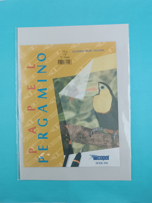 papel pergamino 1/8 x 10 hojas 115gr