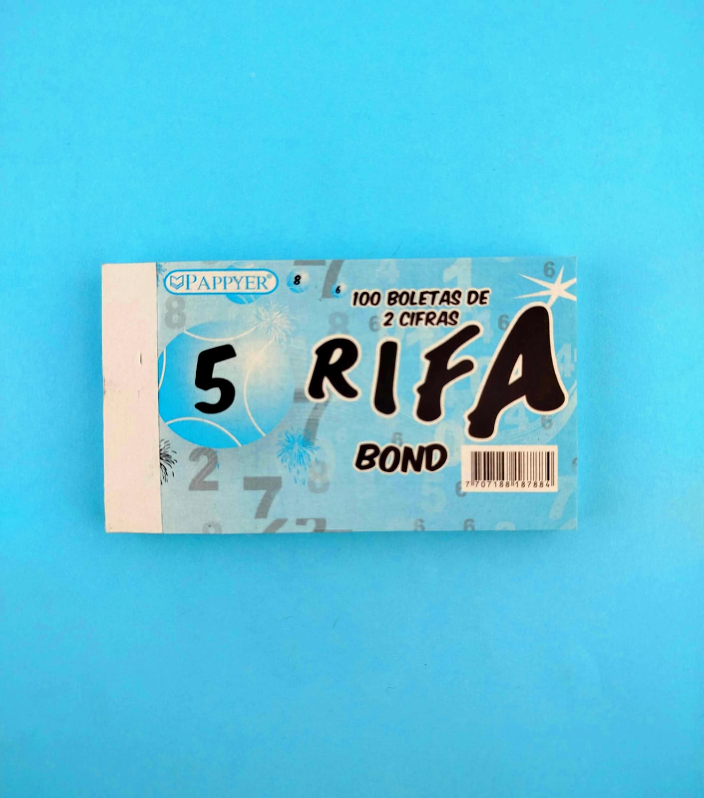 Talonario de rifa bond pequeño 2 cifras x100 hojas