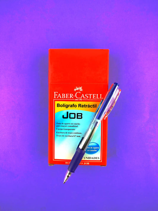 Bolígrafos Faber Castell job retráctil 0.7 azul caja x12