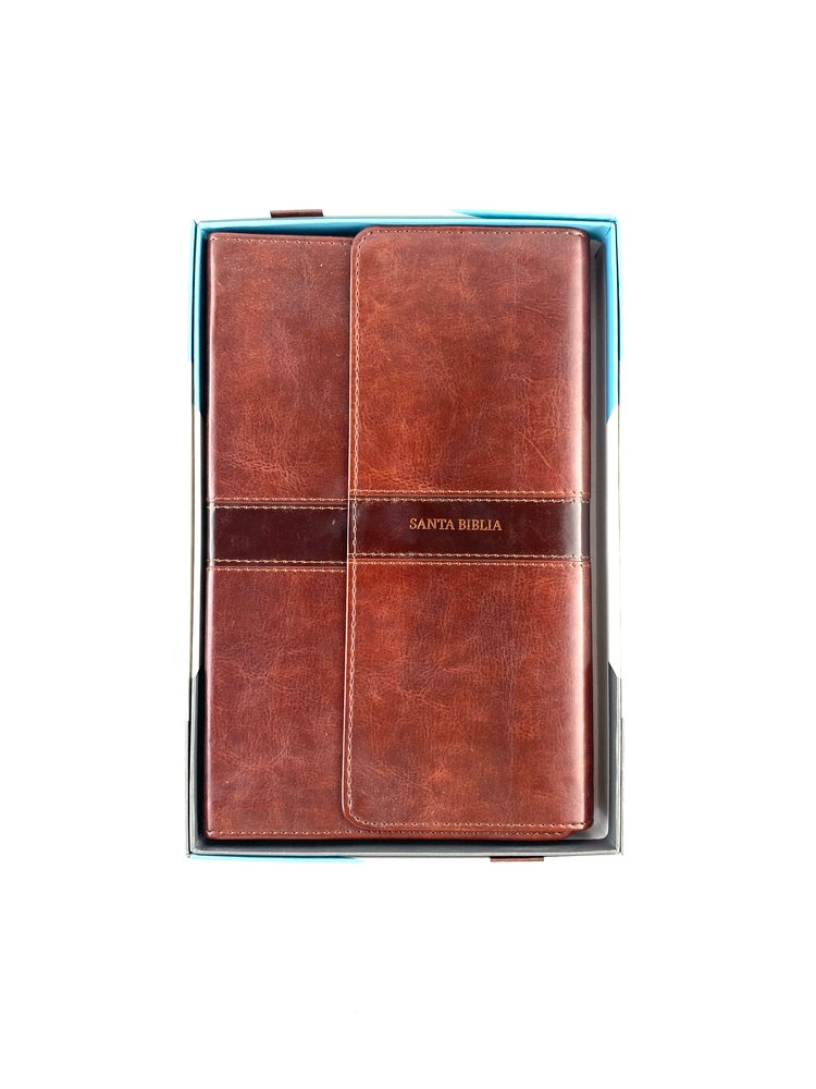 Biblia NVI ultrafina marrón similpiel y solapa con imán