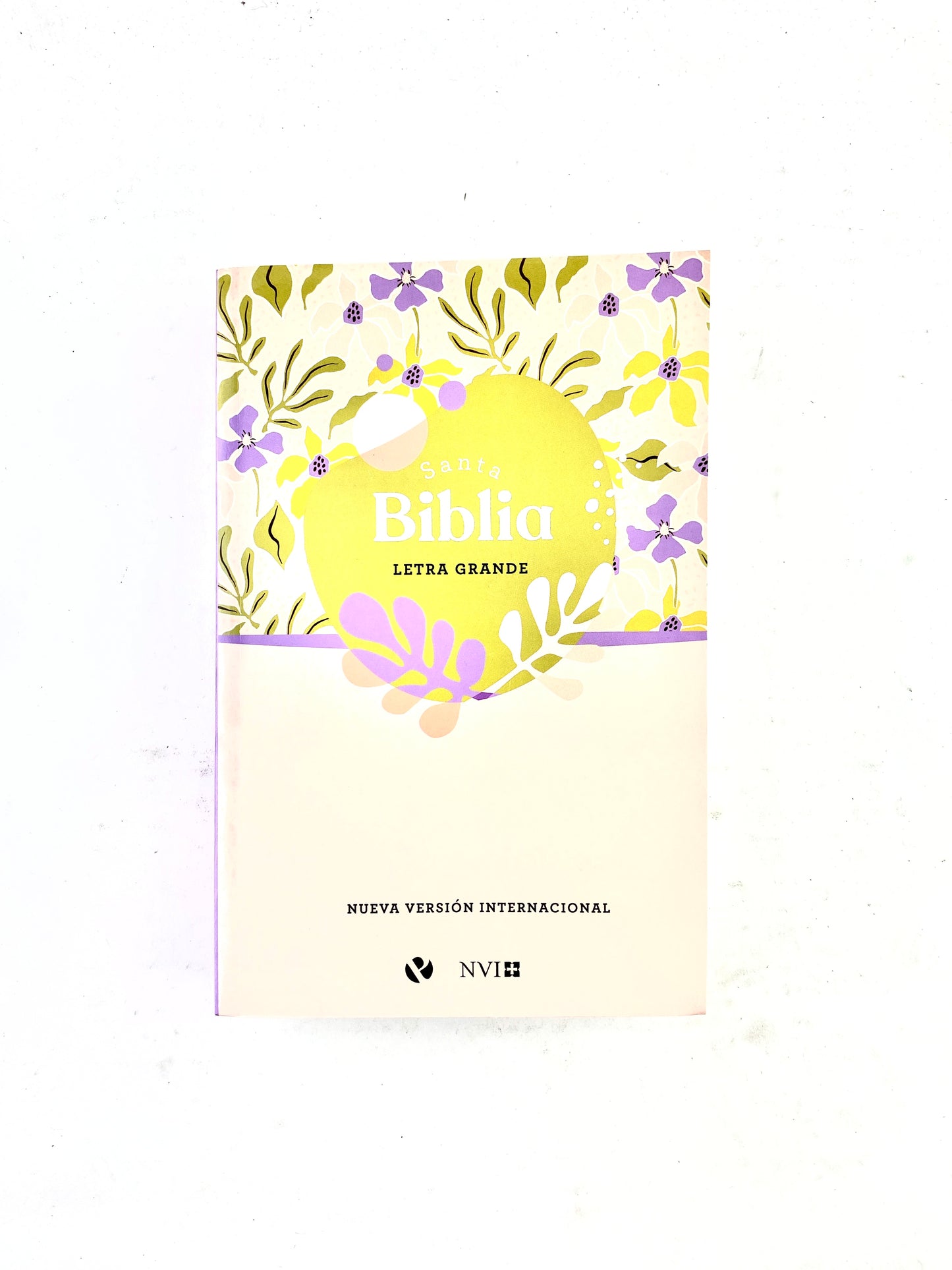 Biblia NVI letra grande rustica lila flores