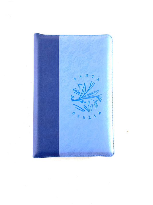 Biblia rvr 1960 letra gigante con forro azul - celeste