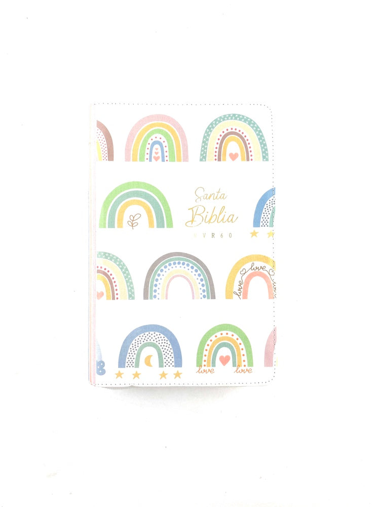 Biblia rvr 1960 estuche de tela blanco-arcoiris con cierre by Reina Valera 1960