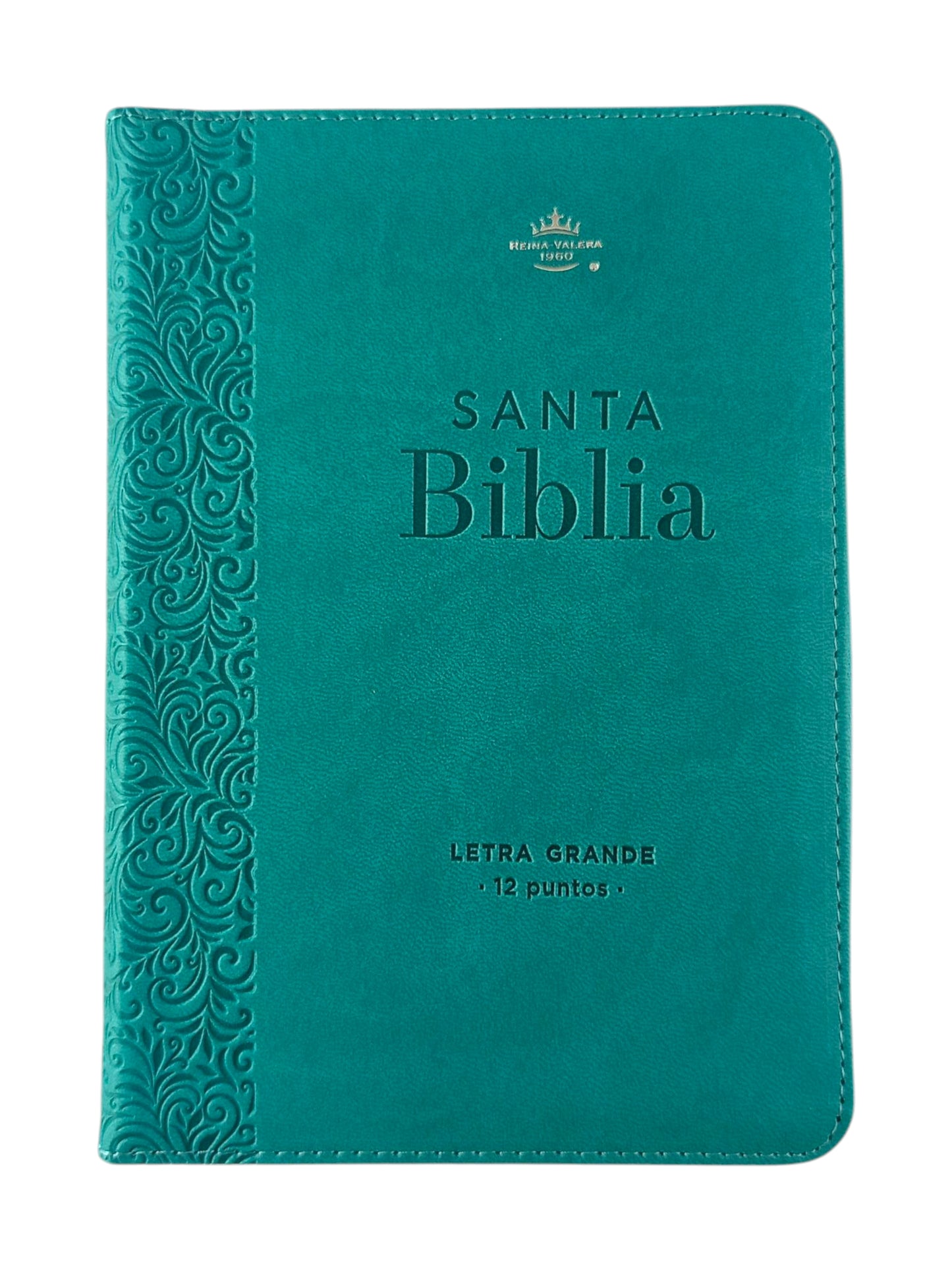 Biblia rvr 1960 turquesa letra grande con cierre