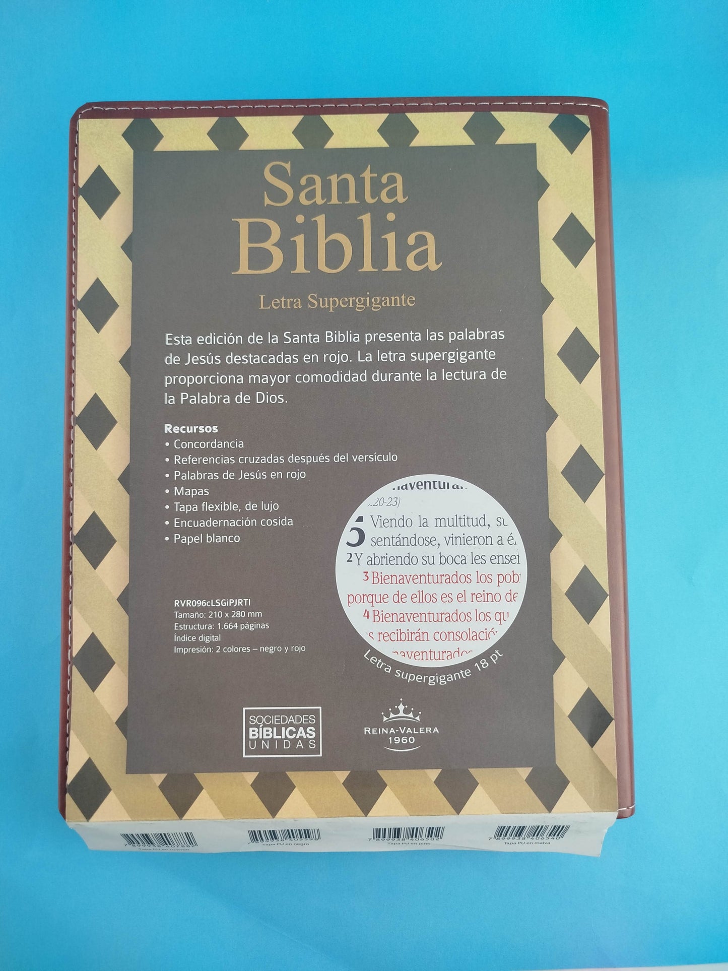Biblia letra súper gigante RVR 1960 índice / marrón