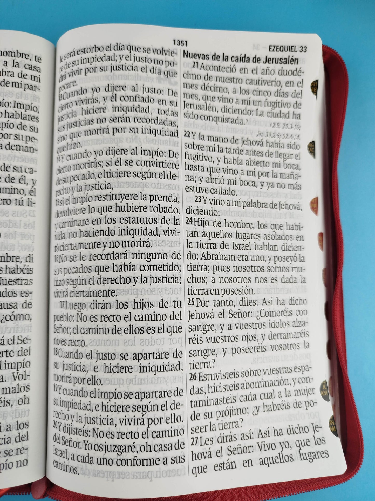 Biblia reina valera 1960 letra súper gigante roja con índice