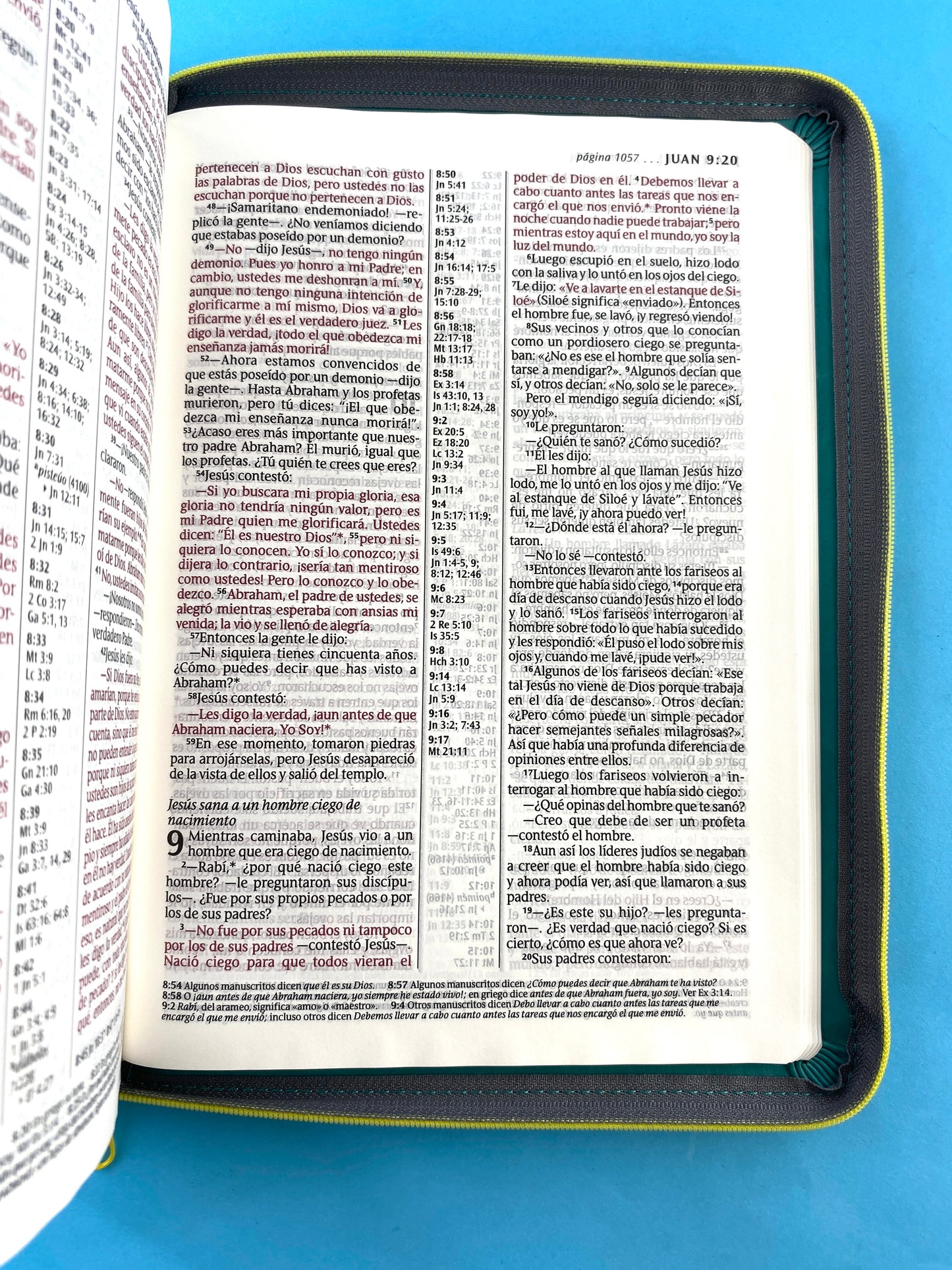 Biblia NTV letra grande sentipiel turquesa edición ziper con referencias by Nueva Traducción Viviente