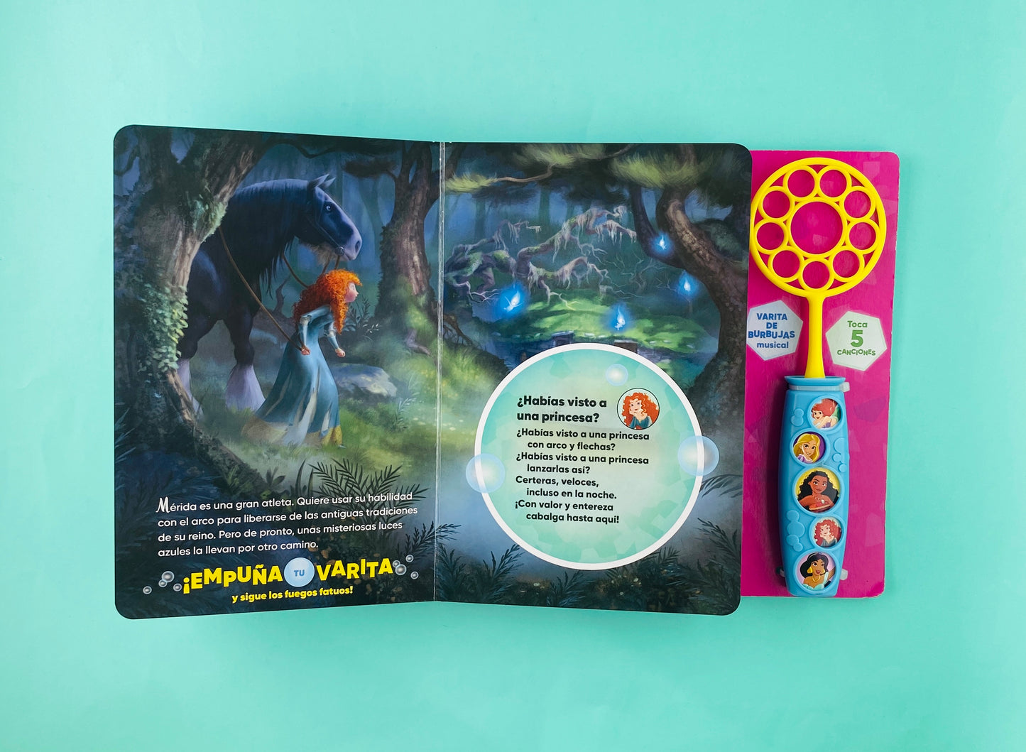 Pide un deseo un libro de canciones con varitas de burbujas