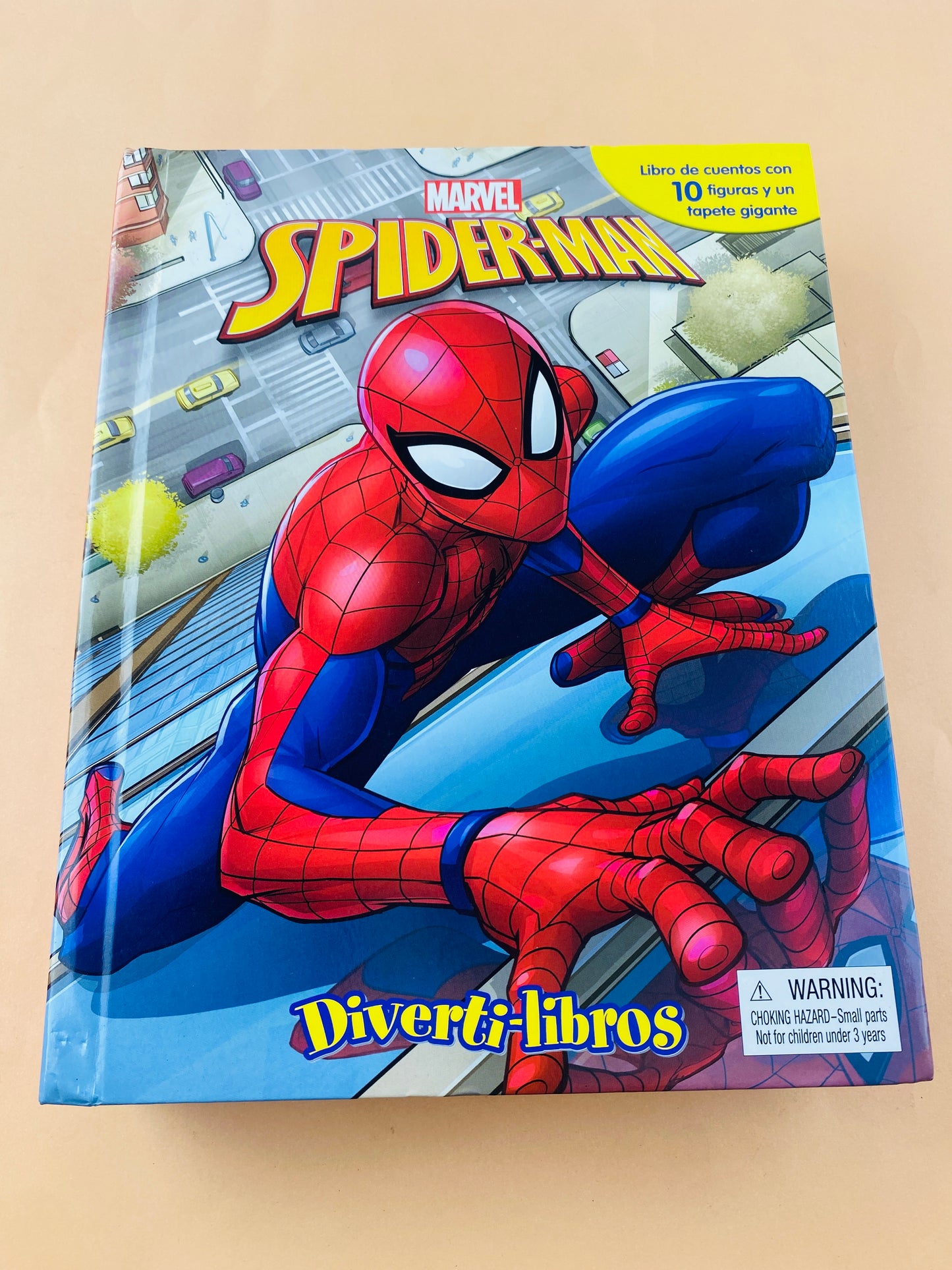 Marvel spiderman diverti-libros libro de cuento con 10 figuras y un tapete gigante