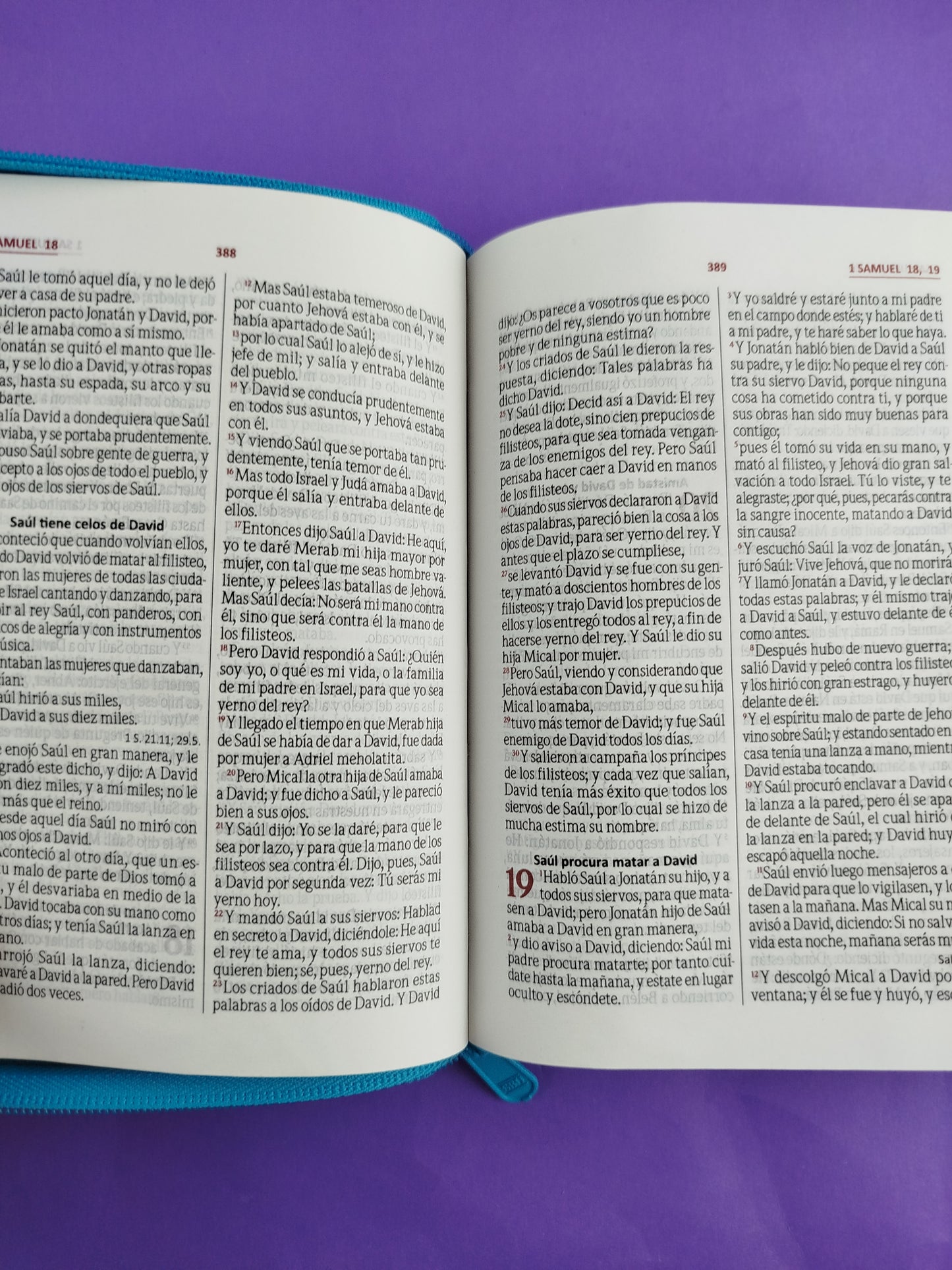 Biblia rvr troquelada fucsia azul canto plateado