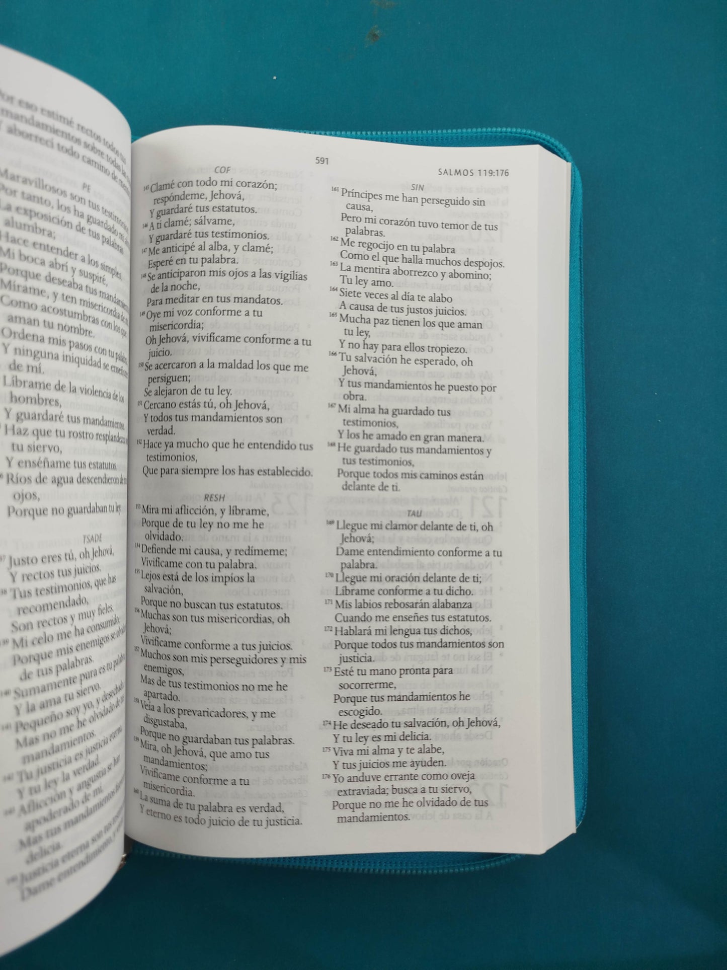 Biblia RVR 1960 Letra Grande con Estuche Azul Turquesa Nacarado