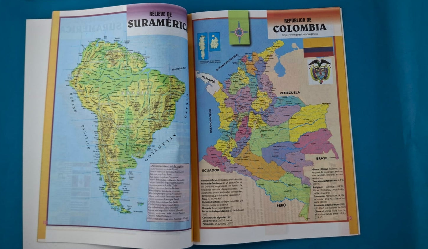 Atlas universal cartilla 68 mapas a color 48 pág. by Varios
