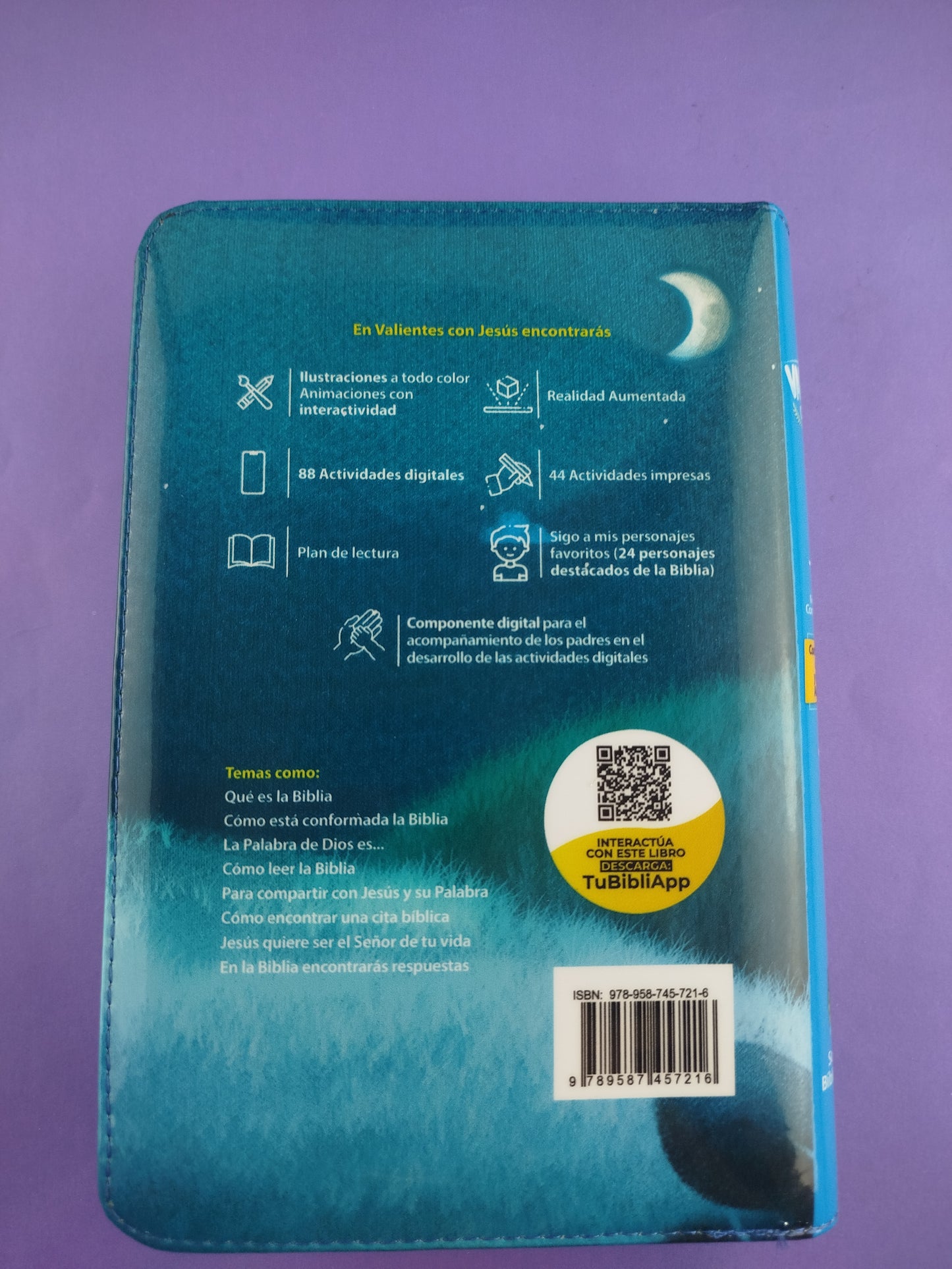 Biblia valientes con Jesús rvr letra grande azul