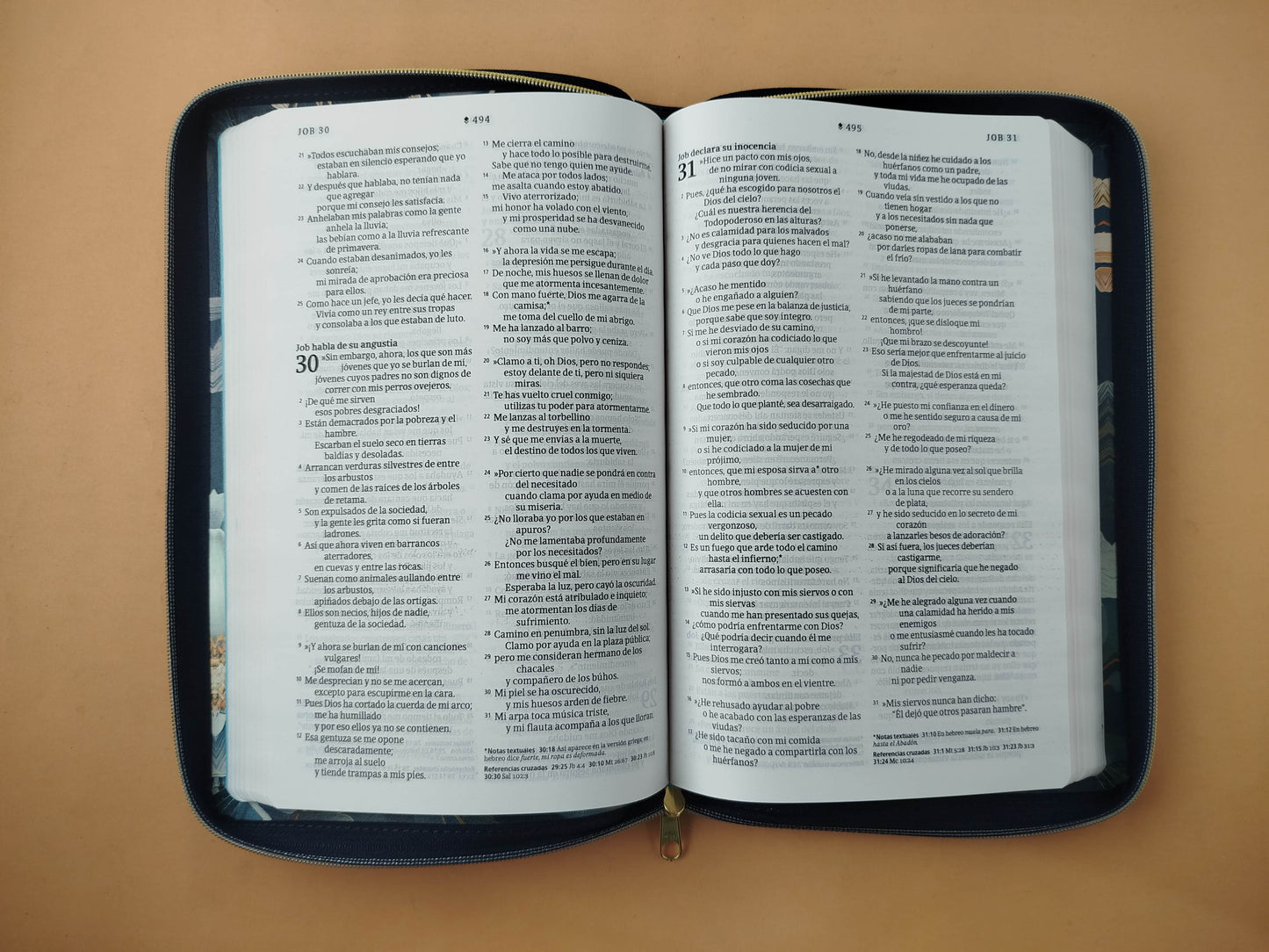 Biblia ntv tipo agenda azul oscuro - flores zíper by Reina Valera 1960