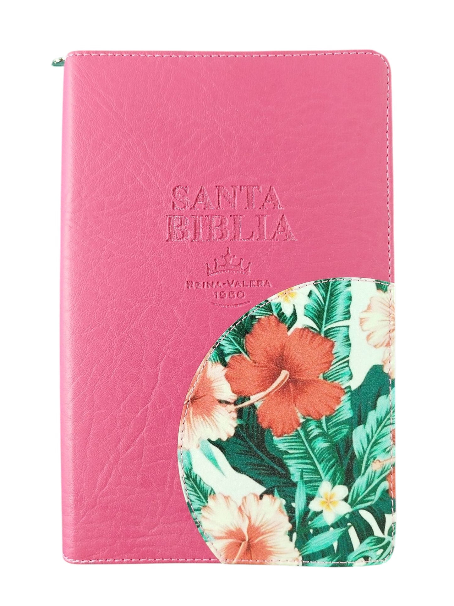 Biblia RVR 1960 Letra Grande con Estuche Fucsia flores