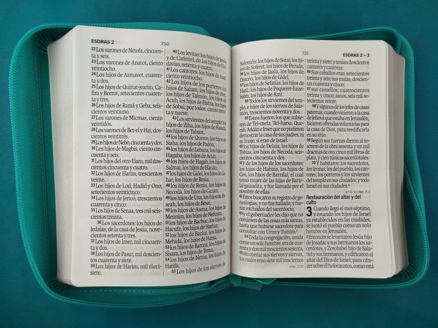 Biblia rvr 1960 turquesa letra grande con cierre