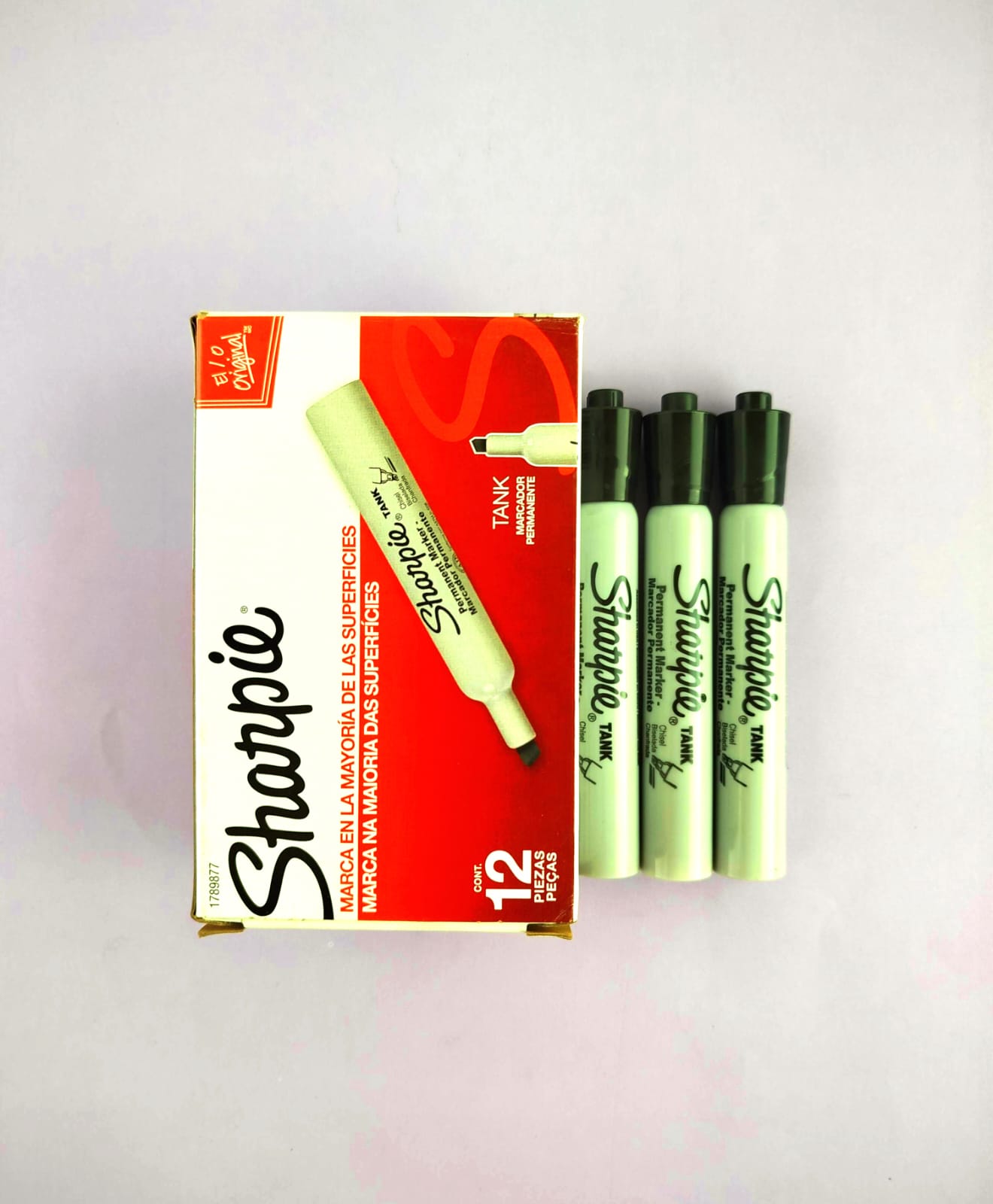 Marcador permanente sharpie tank negro x12