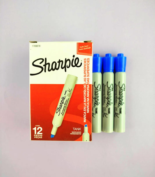 Marcador permanente sharpie tank azul x12