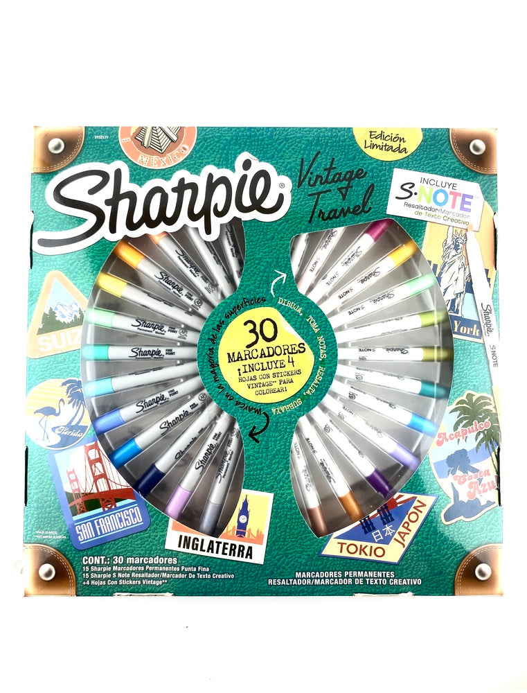 Ruleta marcadores sharpie vintage x 30 colores by libreriatroya.com