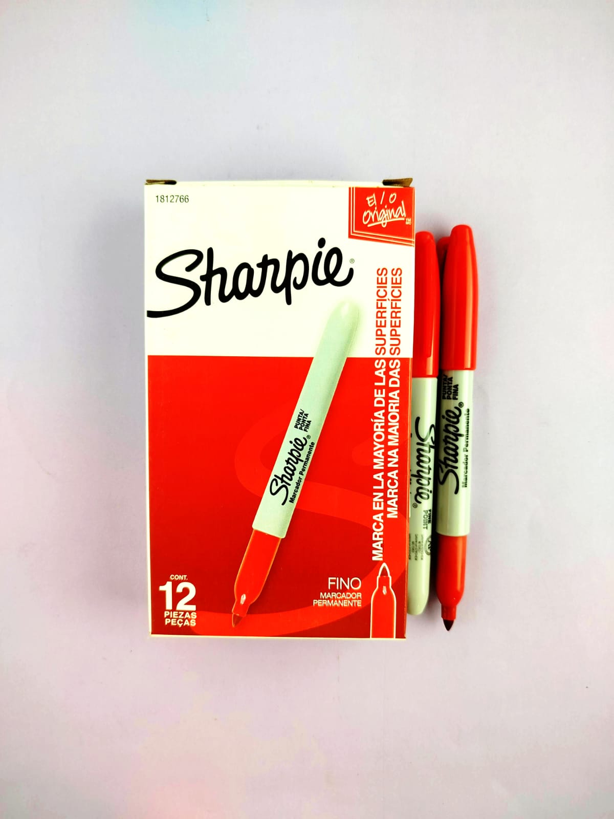 Marcador Permanente Sharpie, Punta Fina, Rojo X 12 Unds by Sharpie