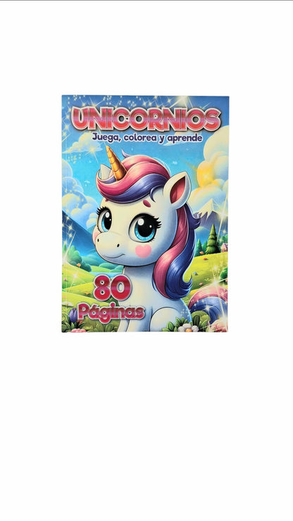 Unicornios juega, colorea y aprende 80 páginas
