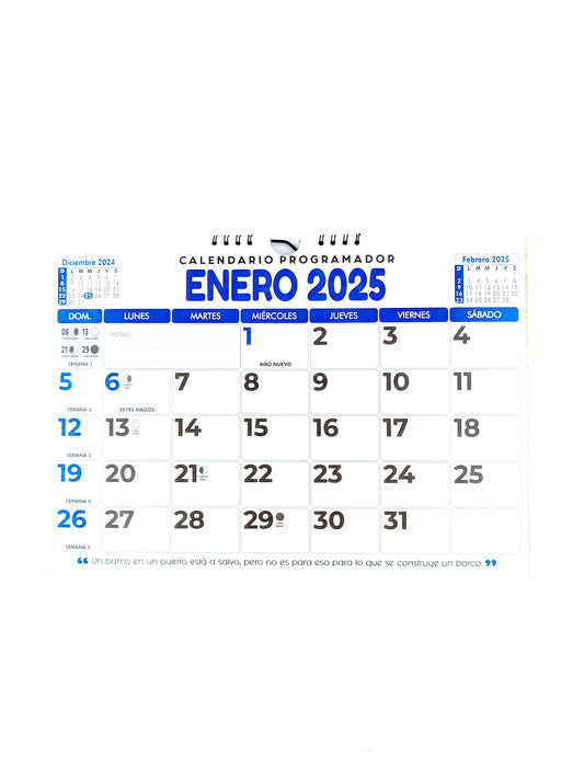 Calendario programador octavo azul 2025