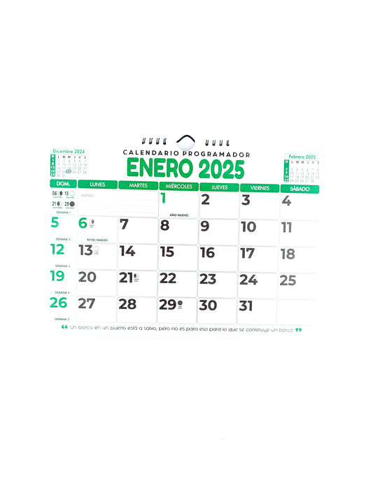 Calendario programador octavo verde 2025