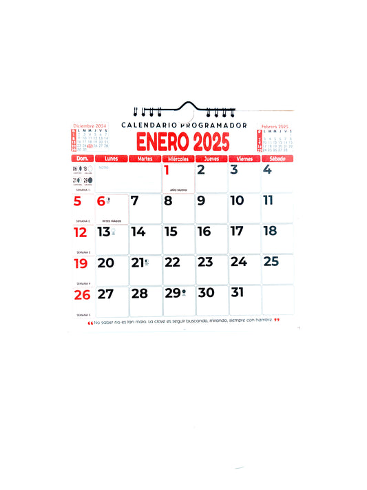 Calendario programador mediano rojo 2025