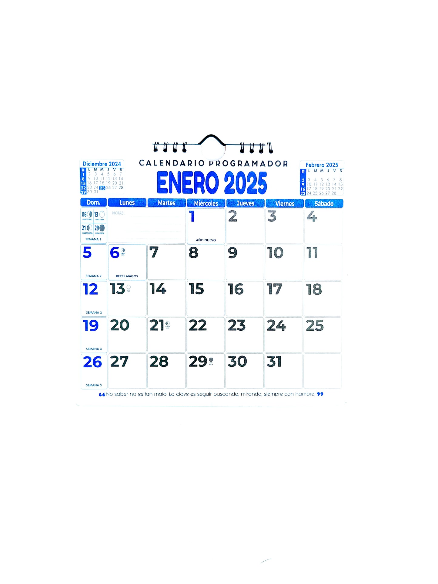 Calendario programador mediano azul 2025