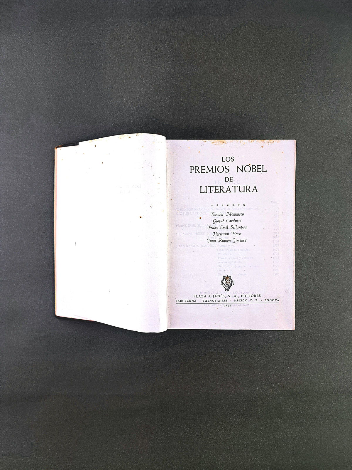 Los Premios Nobel volumen VII by Theodor Mommsen Giosué Carducci Frans Emil Sillanpää Herman Hesse Juan Ramón Jiménez