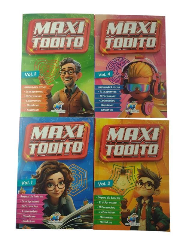 Maxi todito sopas de letras-crucigramas -diferencias-laberintos-sombras-sudokus by Mundo litográfico