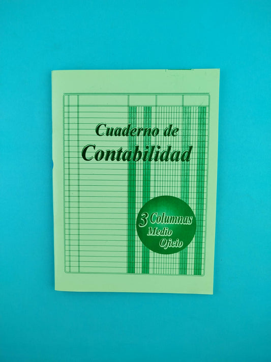 Cuaderno de contabilidad 3 columnas 1/2 oficio