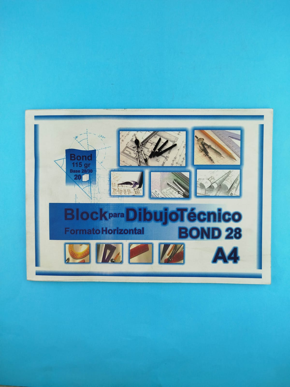 Block para dibujo técnico bond A4 horizontal 20 hojas by Varios