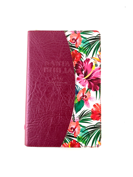 Biblia rvr 1960 letra grande estuche vinotinto satinado - flores vertical by Reina Valera 1960