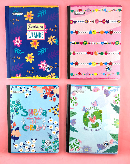 Cuaderno cosido 100 hojas línea gama baja Niña