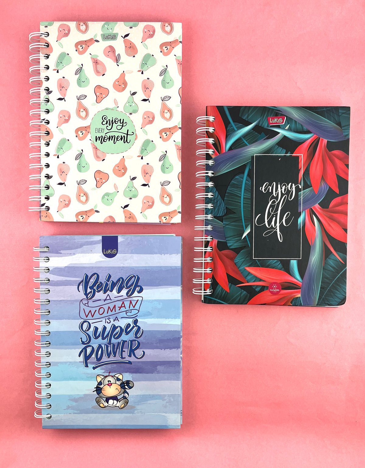 Cuaderno argollado pequeño cuadriculado pasta dura 5 materias Mujer by Lukis