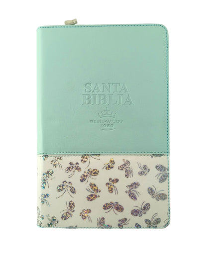 Biblia RVR 1960 Letra Grande Estuche Verde con Mariposas