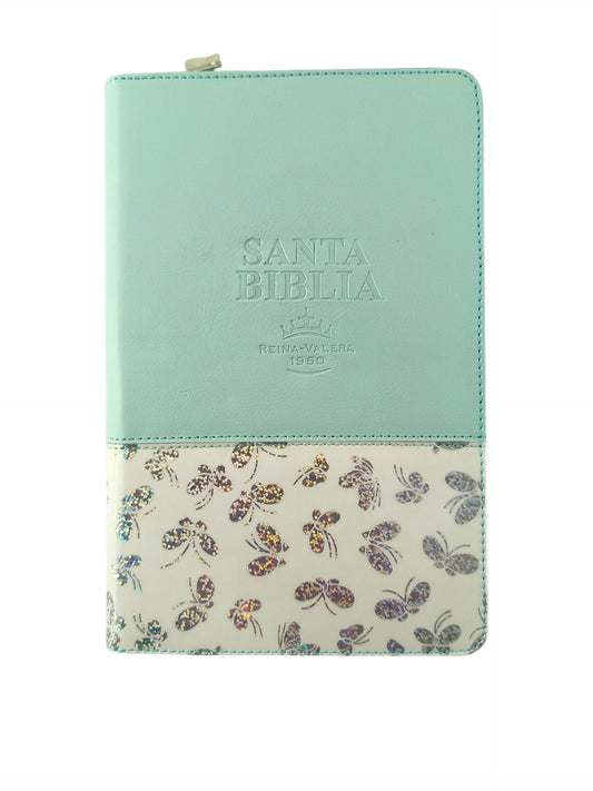 Biblia RVR 1960 Letra Grande Estuche Verde con Mariposas