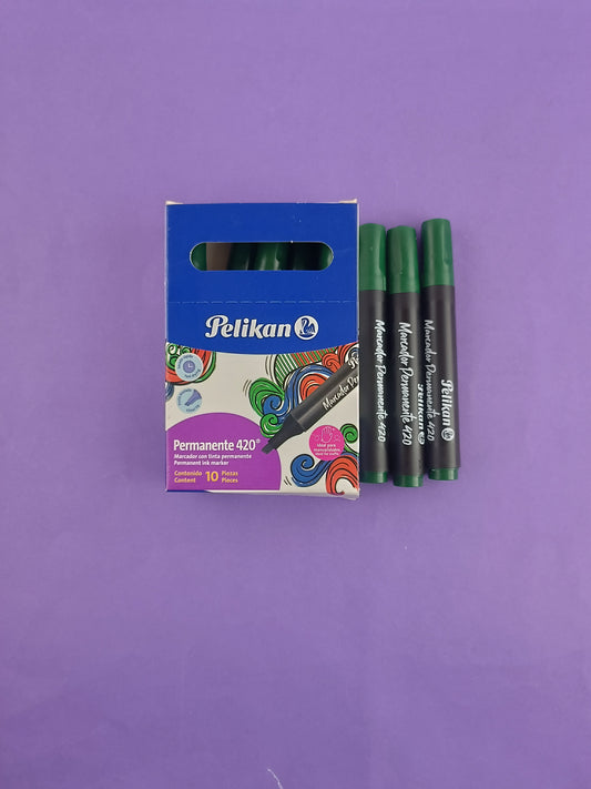 Marcador Pelikan permanente 420 verde x 10