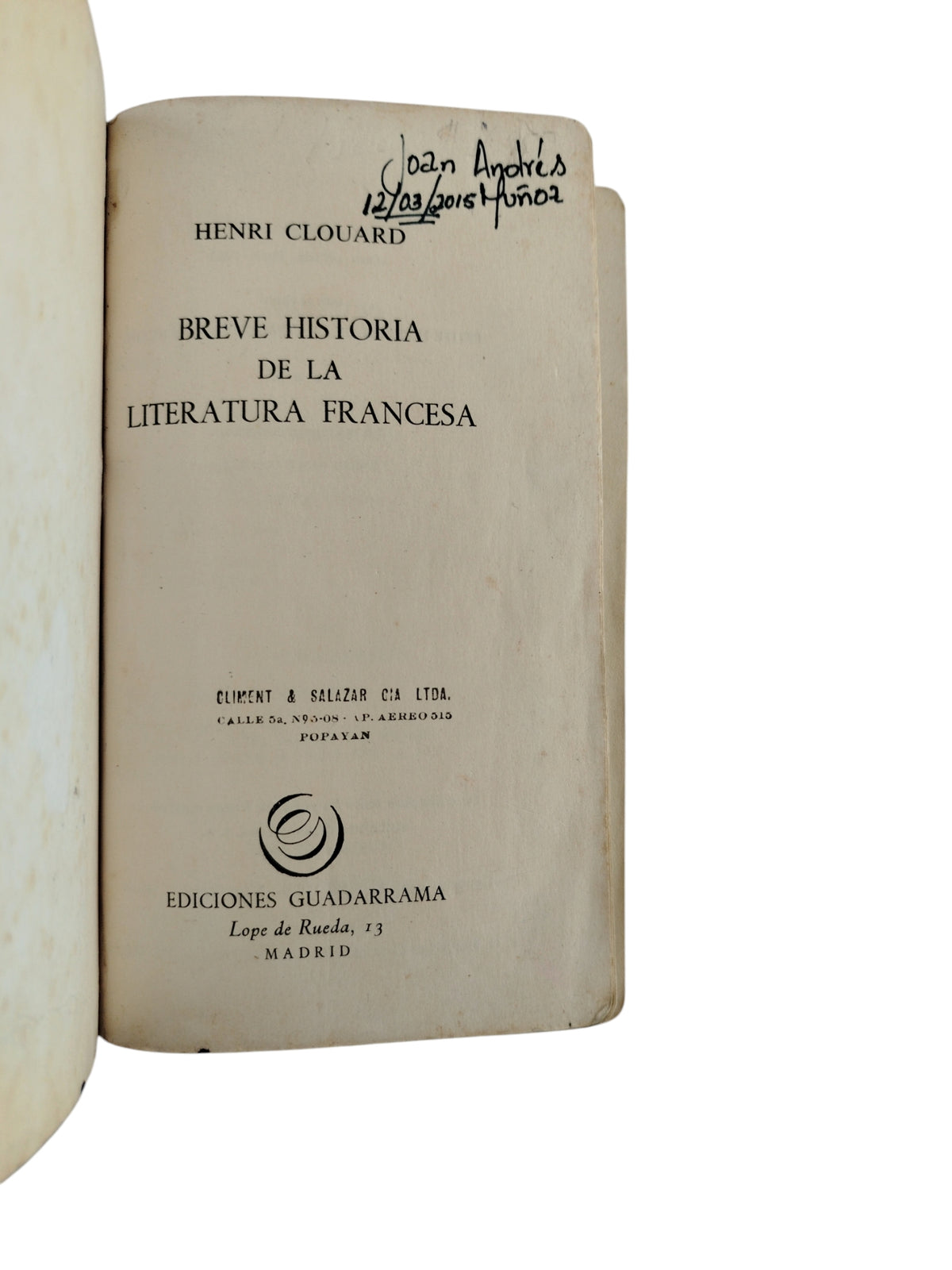 Breve Historia de la Literatura Francesa by Henri Clouard