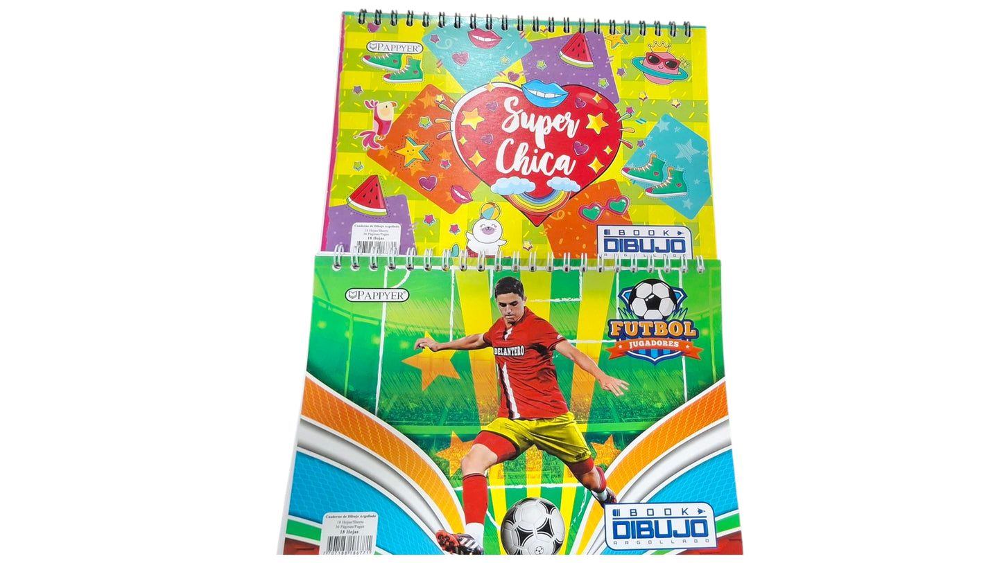 Cuaderno de dibujo argollado Pappyer surtido 36 hoj